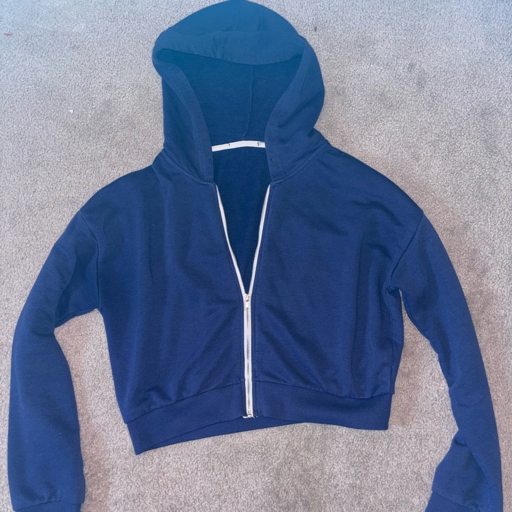 Navy Blue Cropped Hoodie